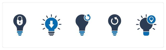 A set of 5 business icons as idea security, inspiration, refresh idea vector
