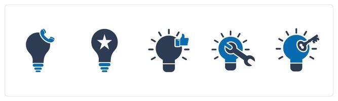 A set of 5 business icons as calling idea, creative idea, like idea vector