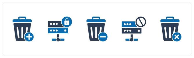 A set of 5 business icons as trash, server security, recycle bin vector