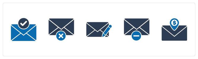 A set of 5 business icons as right message, wrong message, edit message vector