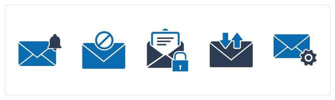 A set of 5 business icons as message notification, forbidden chat vector