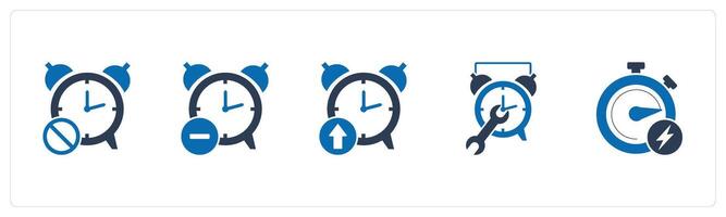 A set of 5 business icons as time prohibited, reduce time, up time vector