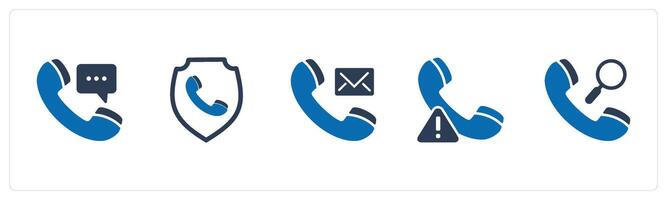 A set of 5 Contact icons as call message, call security, call message vector
