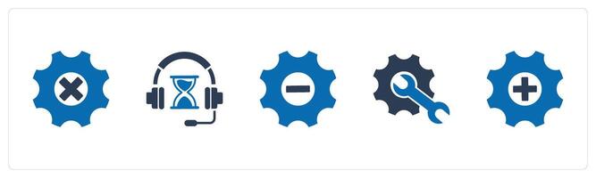 A set of 5 Contact icons as maintenance, music time, optimization vector