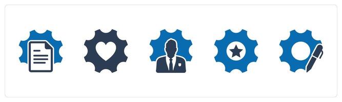 A set of 5 Contact icons as page settings, favorite setting, business management vector