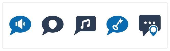 A set of 5 Contact icons as volume, message security, music message vector