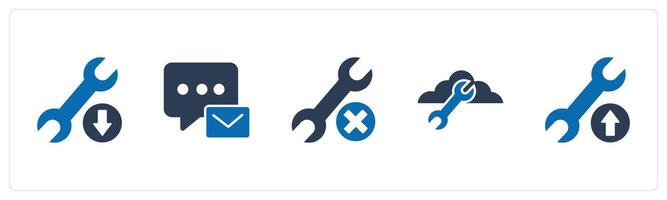A set of 5 Contact icons as maintenance, message, cloud setting vector