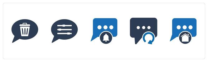 A set of 5 Contact icons as remove message, message settings, message notification vector