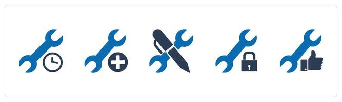 A set of 5 Contact icons as time setting, add setting, edit setting vector