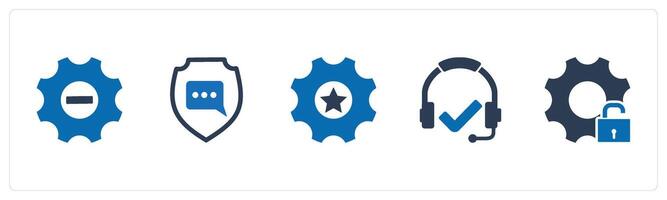 A set of 5 Contact icons as optimization, message security, favorite setting vector