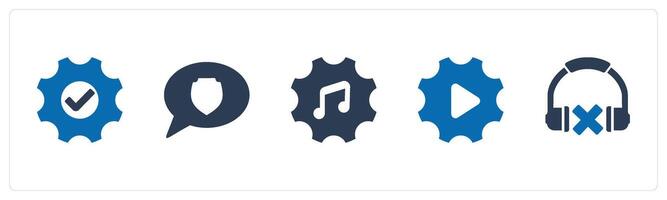 A set of 5 Contact icons as setting, message security, music setting vector