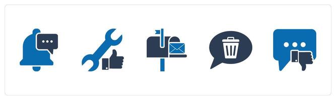 A set of 5 Contact icons as message notification, like settings, post card vector