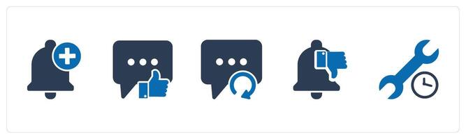 A set of 5 Contact icons as add notification, dislike message, refresh message vector
