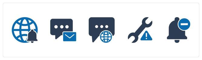 A set of 5 Contact icons as global message, message, international message vector