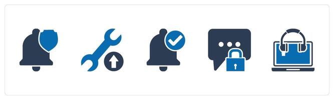 A set of 5 Contact icons as security, maintenance, right notification vector