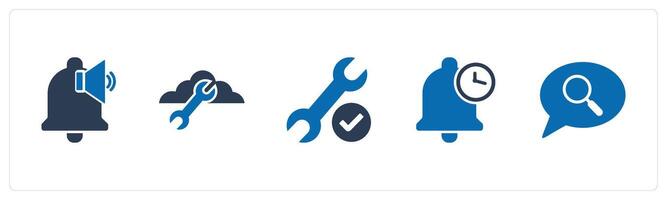 A set of 5 Contact icons as notification, cloud setting, repair vector