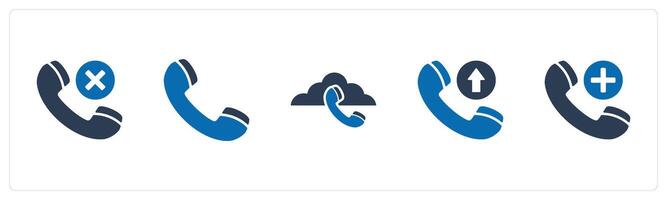 A set of 5 Contact icons as remove call, call, cloud call vector