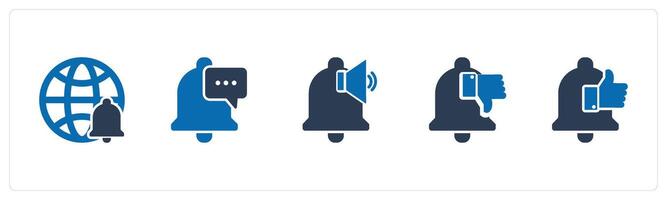 A set of 5 Contact icons as global message, message notification, notification vector