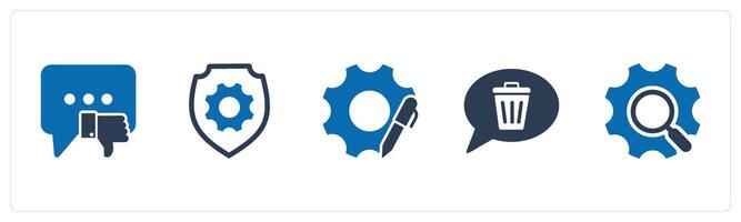 A set of 5 Contact icons as like message, setting security, edit settings vector