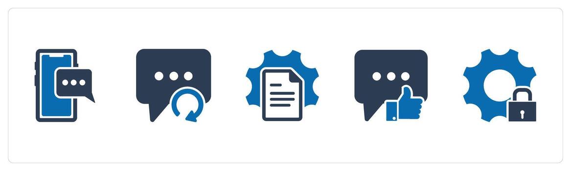 A set of 5 Contact icons as mobile message, refresh message, page settings vector