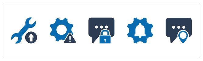 A set of 5 Contact icons as maintenance, setting maintenance, message protection vector