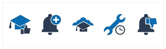 A set of 5 Contact icons as like study, add notification, time setting vector