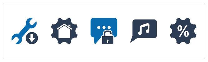 A set of 5 Contact icons as maintenance, home settings, message protection vector