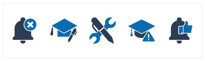 A set of 5 Contact icons as wrong notification, edit education, edit setting vector