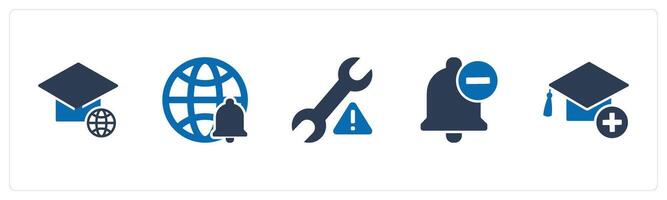 A set of 5 Contact icons as global study, global message, optimization vector