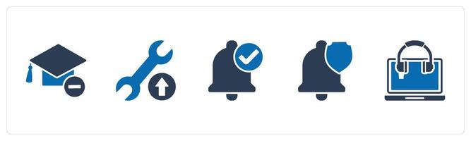 A set of 5 Contact icons as remove degree, maintenance, right notification vector