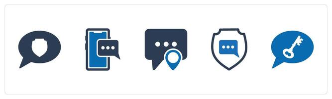A set of 5 Contact icons as message security, mobile message, message location vector