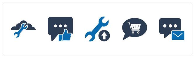 A set of 5 Contact icons as cloud setting, dislike message, maintenance vector