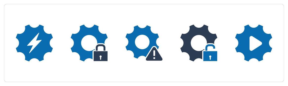 A set of 5 Contact icons as setting, setting protection, setting maintenance vector