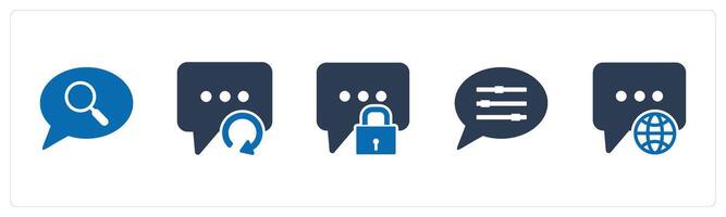 A set of 5 Contact icons as search message, refresh message, message protection vector