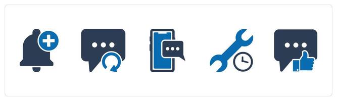 A set of 5 Contact icons as add notification, refresh message, mobile message vector