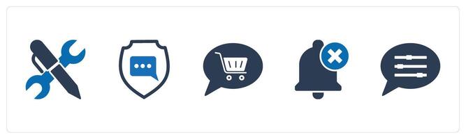 A set of 5 Contact icons as edit setting, message security, shopping cart vector