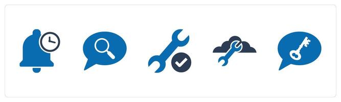 A set of 5 Contact icons as time notification, search message, repair vector