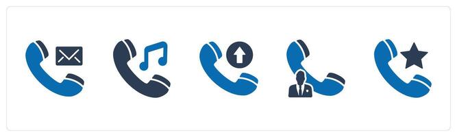 A set of 5 Contact icons as call message, music call, pick call, vector