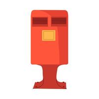Big red Mail box illustration in flat style. Doodle mail box isolated on white background for logo banner or other design uses. vector
