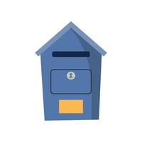 Blue small Mail box illustration in flat style. Doodle mail box isolated on white background for logo banner or other design uses. vector