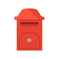 Red Mail box illustration in flat style. Doodle mail box isolated on white background for logo banner or other design uses. vector