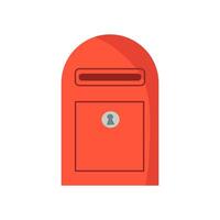 Small red Mail box illustration in flat style. Doodle mail box isolated on white background for logo banner or other design uses. vector