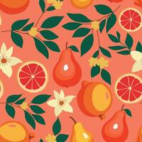 A vibrant design featuring tropical summer fruits and lush leaves. Ideal for packaging, branding, or textile patterns with a fresh, playful, and colorful aesthetic. vector