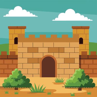 A cartoon castle gate