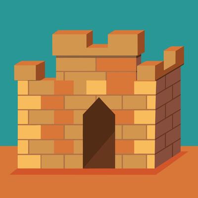 A cartoon of a old castle gate