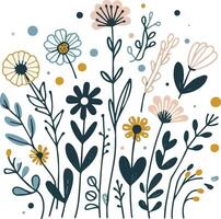 A hand drawn abstract seamless pattern wildflower flat icon Spring floral design vector
