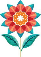 Modern abstract folk boho single isolated flowers Design vector