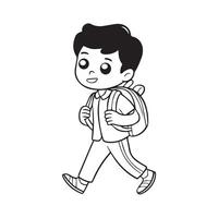 nice school boy with a bag ready for new school vector
