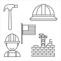 outline of labor day elements vector
