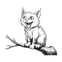 an angry cat design for coloring page vector